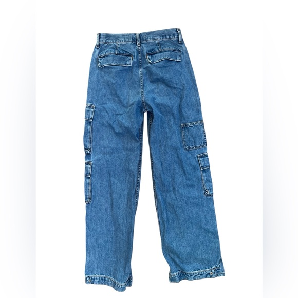 Demin Forum 90s Millie Hi-Rise Grunge Cargo Utility Medium Wash Relaxed Jeans - Picture 11 of 16